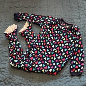 Carter's Fleece Size 4T Multicolor Heart on Navy Background Footie Pajama Set